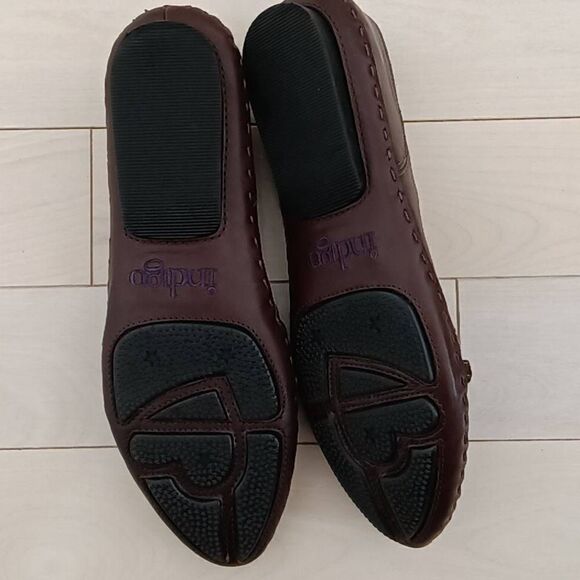 Indigo by Clarks Women's Brown Leather Pointed Toe Slip-On Loafers Size 8.5 - Picture 3 of 5